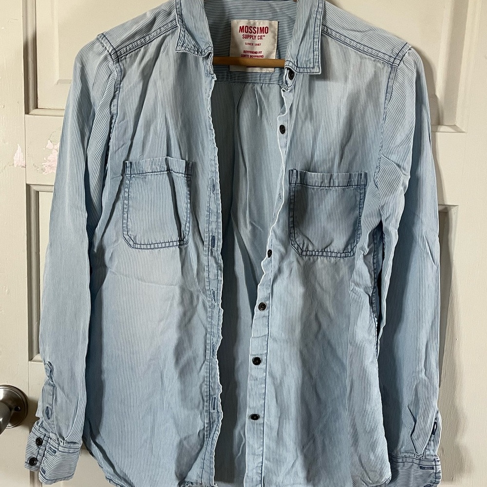 Mossimo Supply Co. Light Blue Striped Shirt